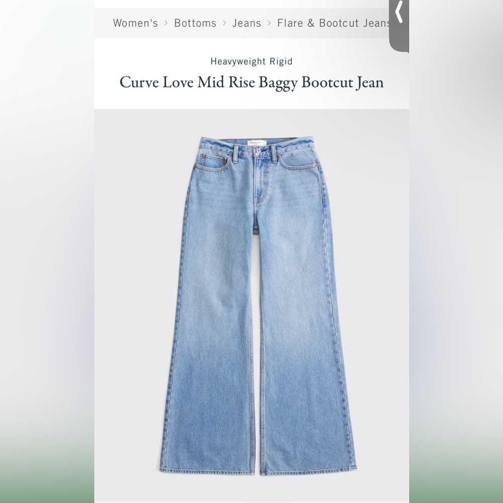 Abercrombie & Fitch Curve Love Mid Rise Blue Bootcut Jeans